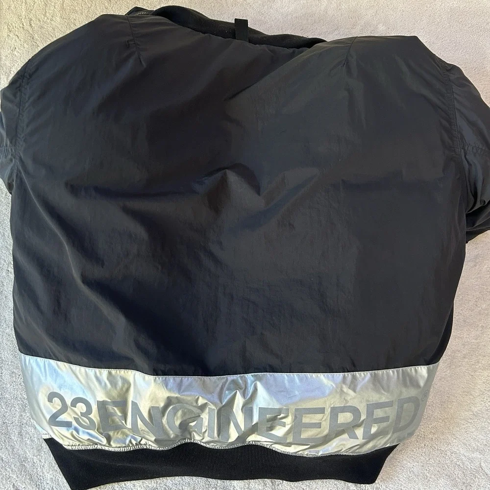 Jordan 23 Engineered‎ MA-1 Black Silver Puffer Jacket Mens Down Fill Size L MINT